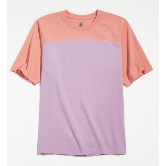 Bdg Colorblock Football Jersey Tee Basic T Shirt Short Sleeve Coral - Picture 4 of 16
